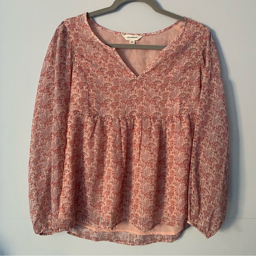 Lucky Brand Pink Floral Blouse